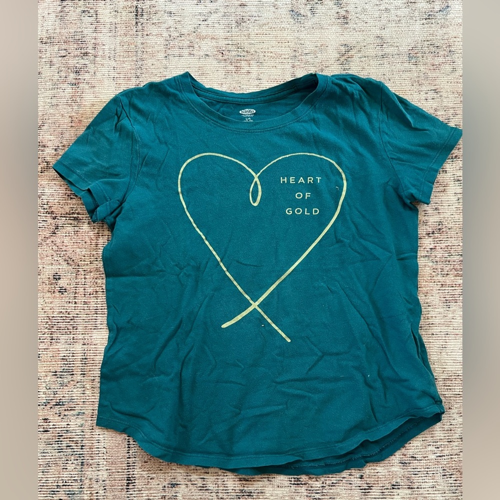 Old Navy Teal 'Heart of Gold' Kids Tee